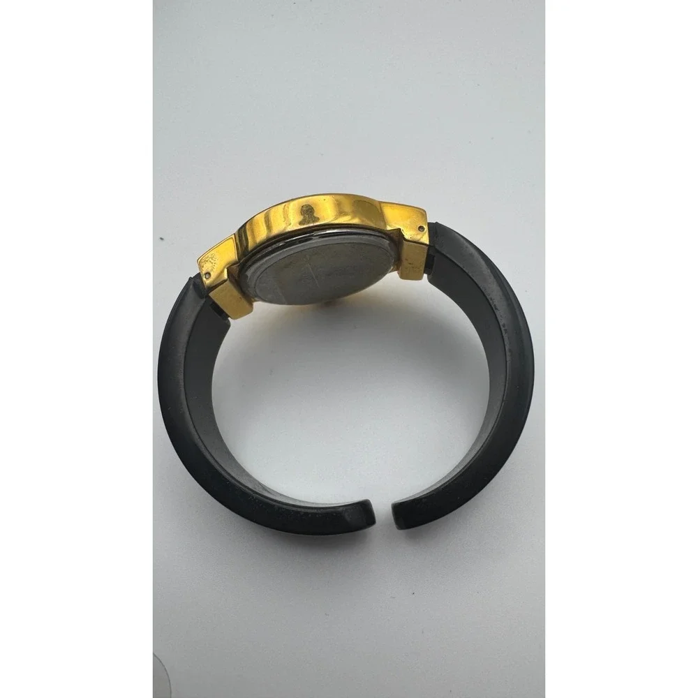Vintage Joan Rivers Watch Bangle Classics Black Lucite Cuff Gold Tone READ
